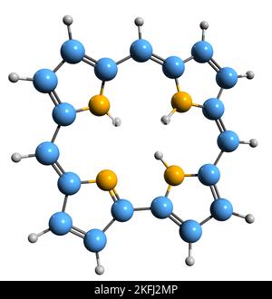 3D image de la formule squelettique Corrole - structure chimique moléculaire du tétrapyrrole aromatique isolé sur fond blanc Banque D'Images