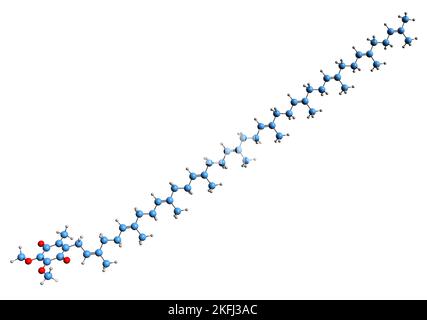 3D image de la formule squelettique de la coenzyme Q10 - structure chimique moléculaire de l'ubiquinone isolée sur fond blanc Banque D'Images