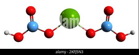 3D image de formule squelettique au bicarbonate de magnésium - structure chimique moléculaire de l'hydrogénocarbonate de magnésium isolé sur fond blanc Banque D'Images