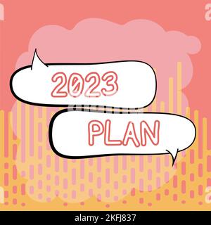 Affiche textuelle indiquant le plan 2023. Mot pour établir vos objectifs et plans pour l'année en cours ou en 2023 Banque D'Images