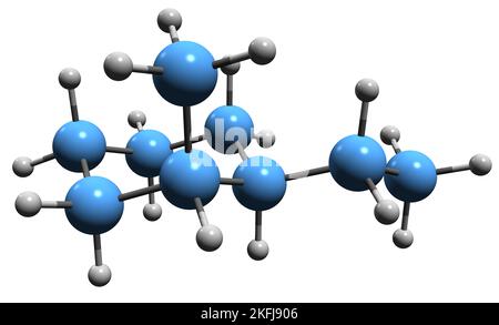 3D image de la formule squelettique de l'éthyl méthylcyclohexane - structure chimique moléculaire de isolé sur fond blanc Banque D'Images