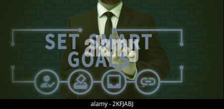 Affichage conceptuel définir des objectifs intelligents. Approche commerciale établir des objectifs réalisables établir de bons plans d'affaires Banque D'Images