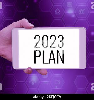 Texte d'écriture 2023 Plan. Mot écrit sur l'établissement de vos objectifs et plans pour l'année en cours ou en 2023 Banque D'Images