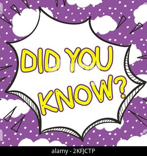 Écrire du texte affiché le saviez-vous. Concept Internet Fun faits et chiffres information connaissances générales Banque D'Images