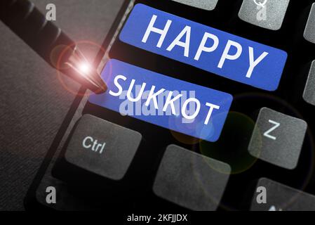 Légende du texte présentant Happy Sukkot. Photo conceptuelle Irlande célébration verte charmes chanceux et clovers Banque D'Images