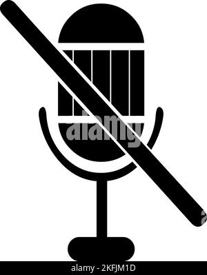 Illustration vectorielle de l'icône noire d'un microphone désactivé ou bloqué Illustration de Vecteur