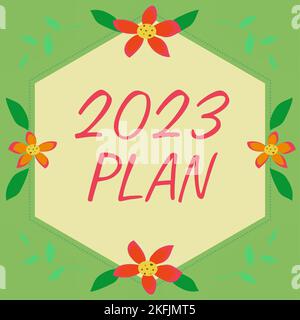 Affiche textuelle indiquant le plan 2023. Concept c'est-à-dire définir vos objectifs et plans pour l'année en cours ou en 2023 Banque D'Images