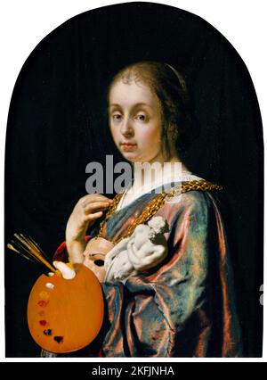 Frans van Mieris The Elder; an Allegory of Painting; 1661; Oil on Copper; Getty Center, Los Angeles, ÉTATS-UNIS. Banque D'Images