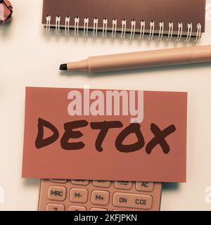 Texte montrant inspiration Detox. Business vitrine moment pour l'alimentation Nutrition santé traitement de toxicomanie nettoyer Banque D'Images