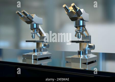 Microscopes optiques, illustration Banque D'Images