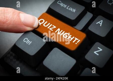 Affiche manuscrite Quiz Night. Concept d'affaires Test de soirée de la concurrence de connaissances entre les individus Banque D'Images