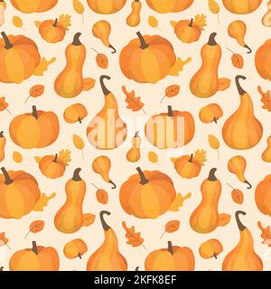 Arrière-plan coloré à motif répétitif en fonction de la saison d'automne, fait d'illustrations vectorielles simples. Illustration de Vecteur