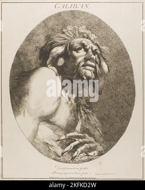 Caliban, 20 mai 1775 (publié à l'origine); publié en 1809. 'Ne pas me tourmenter je vais ramener mon bois à la maison plus vite'. (La tempête, acte II, scène 2). Banque D'Images