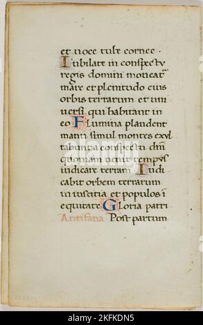 Feuille de manuscrit illuminée, c. 1450. Banque D'Images