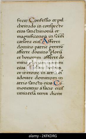 Feuille de manuscrit illuminée, c. 1450. Banque D'Images