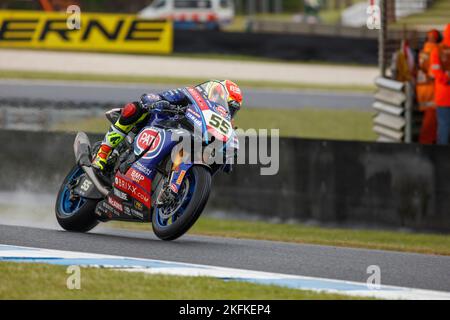 Samedi 19 novembre 2022. Championnat du monde FIM Superbike. Phillip Island, Australie. Pratique libre 3. Andrea Locatelli, Pata Yamaha World Superbike Team. Banque D'Images