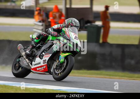 Samedi 19 novembre 2022. Championnat du monde FIM Superbike. Phillip Island, Australie. Pratique libre 3. Alex Lowes, Kawasaki Racing World Superbike Team Banque D'Images