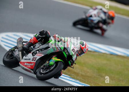 Samedi 19 novembre 2022. Championnat du monde FIM Superbike. Phillip Island, Australie. Pratique libre 3. Jonathan Rea, Kawasaki Racing Team World Superbike. Banque D'Images