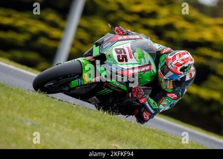 Samedi 19 novembre 2022. Championnat du monde FIM Superbike. Phillip Island, Australie. Superpole. Jonathan Rea, Kawasaki Racing Team World Superbike. REA a revendiqué le superpole final de la saison. Banque D'Images