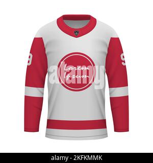 Realistic Ice Hockey maillot extérieur Detroit, modèle de chemise pour uniforme de sport Illustration de Vecteur