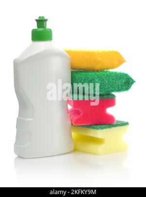 bouteille et accessoires pour le nettoyage Banque D'Images
