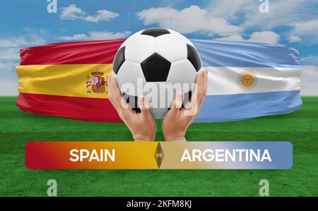 Espagne contre Argentine équipes nationales football football football concept de compétition. Banque D'Images