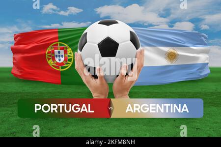 Portugal vs Argentine équipes nationales football football football concept de compétition. Banque D'Images