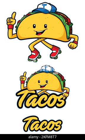 Tacos mignon mascotte Illustration de Vecteur