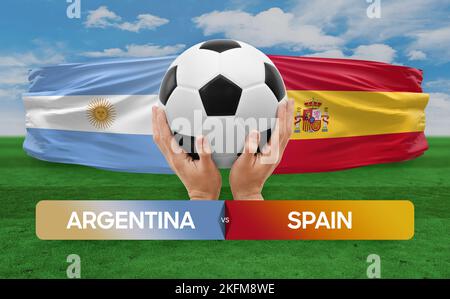 Argentine contre Espagne équipes nationales football football football concept de compétition. Banque D'Images