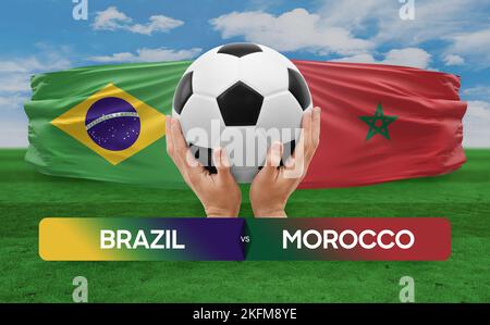 Brésil vs Maroc équipes nationales football football football concept de compétition. Banque D'Images
