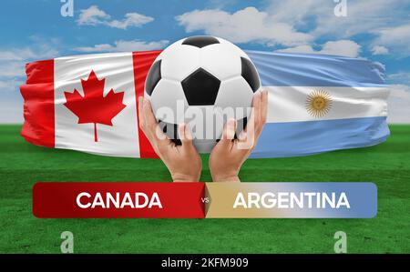 Le Canada contre l'Argentine les équipes nationales de football le concept de compétition de football. Banque D'Images