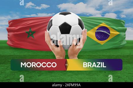 Maroc vs Brésil équipes nationales football football football concept de compétition. Banque D'Images