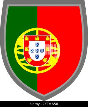 Bouclier avec les couleurs du drapeau portugais - couleur RVB originale - icône bouclier portugais découpé Illustration de Vecteur