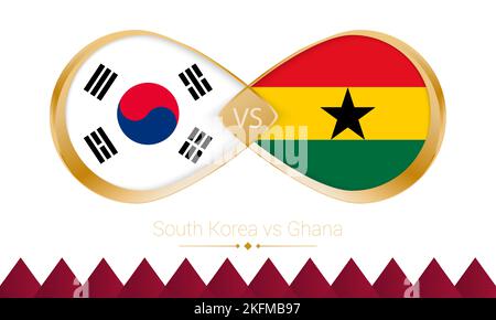 La Corée du Sud contre le Ghana icône en or pour le match de football 2022. Illustration vectorielle. Illustration de Vecteur