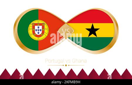 Le Portugal contre l'icône dorée du Ghana pour le match de football 2022. Illustration vectorielle. Illustration de Vecteur