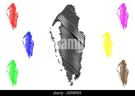 Illustration vectorielle de la carte de l'île de Buka (Papouasie-Nouvelle-Guinée, Océan Pacifique, archipel des Îles Salomon, Mélanésie), croquis de gribouillage carte de Buka Illustration de Vecteur