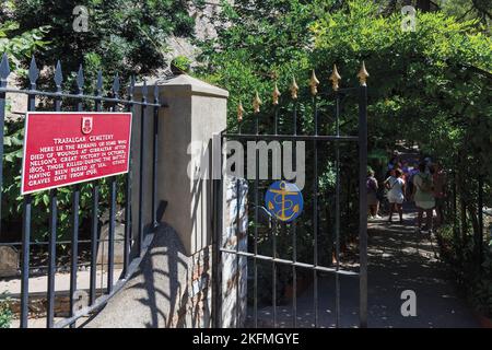 Cimetière de Trafalgar, Gibraltar. Les restes de deux des combattants britanniques qui sont morts de blessures reçues lors de la bataille de Trafalgar en 1805 sont enterrés Banque D'Images