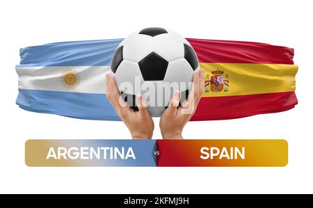 Argentine contre Espagne équipes nationales football football football concept de compétition. Banque D'Images