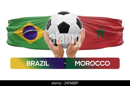 Brésil vs Maroc équipes nationales football football football concept de compétition. Banque D'Images