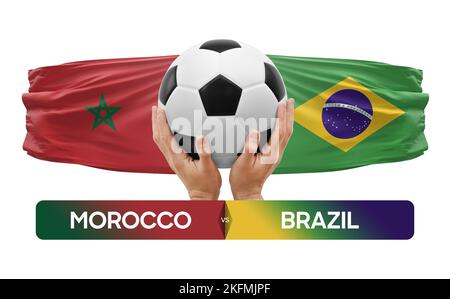 Maroc vs Brésil équipes nationales football football football concept de compétition. Banque D'Images