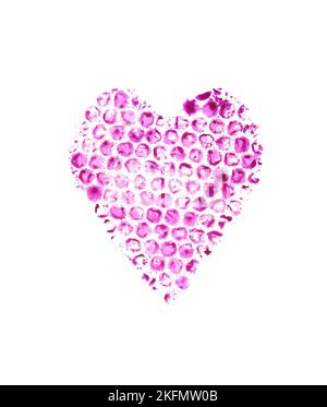 Aquarelle timbre coloré de coeur dessiné à la main sur fond blanc, coeur d'amour illustration pour le jour de la Saint Valentin, mariage, anniversaire design Banque D'Images