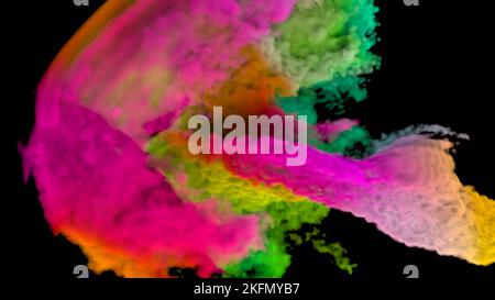 3D rendu de masse de nuage coloré ou de fumée. Un arrière-plan abstrait Banque D'Images