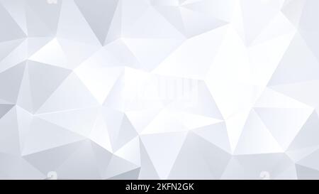 Arrière-plan abstrait de motif vectoriel polygonal gris clair et blanc. Fond triangulaire 3D plein format de style poly bas en résolution 4K. Copier l'espace. Banque D'Images