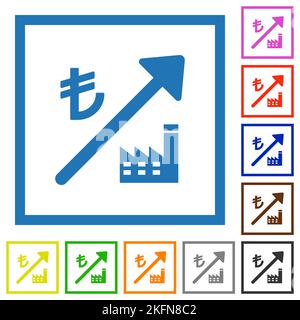 La centrale électrique montante turque Lira prix des icônes de couleur plate dans des cadres carrés sur fond blanc Illustration de Vecteur