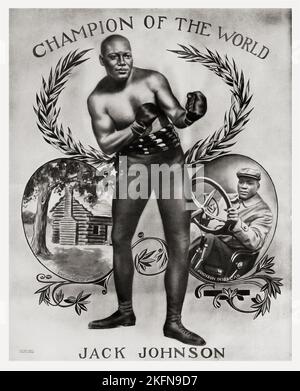 Affiche de boxe - Boxer Jack Johnson - Champion du monde, 1909 Banque D'Images