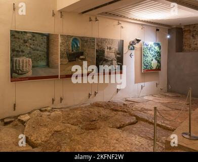 Trente ville: Zone archéologique - sous le centre historique de trente nous trouvons l'ancienne ville romaine de Tridentum - Trentin-Haut-Adige, Italie Banque D'Images