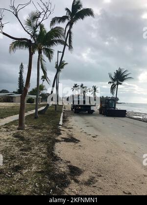 KEY WEST, Floride (sept 29, 2022) - le personnel de la base aérienne navale de Key West effectue des efforts de rétablissement après l'ouragan Ian le 29 septembre 2022. La collectivité de NAS Key West compte environ 5200 membres de service et leurs familles de la Marine, des Marines, de la Force aérienne, de l'Armée de terre et de la Garde côtière. ainsi que les employés civils, les dignitaires étrangers et les retraités. La mission de sécurité nationale de NAS Key West appuie les exigences de préparation des combattants pour le ministère de la Défense, le ministère de la sécurité intérieure, les unités de la Garde nationale, les organismes fédéraux et les forces alliées. Banque D'Images