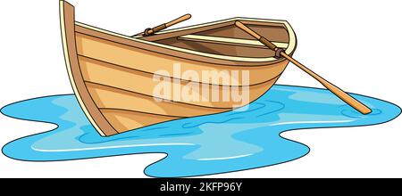 Illustration vectorielle de dessin animé de bateau en bois Illustration de Vecteur