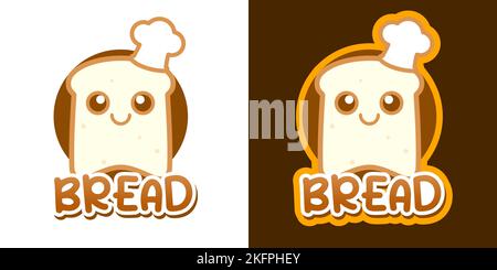 Pain mignon kawaii dessin animé vecteur icône concept. Style d'illustration plate pour affiche, brochure, Web, mascotte, autocollant, logo et icône. Illustration de Vecteur