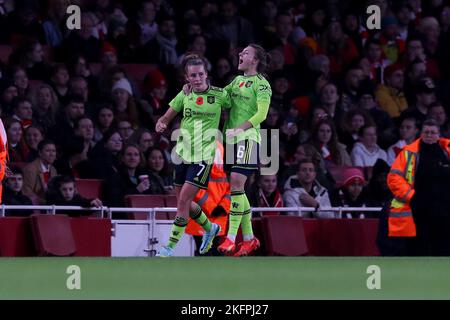 Ella Toone, de Manchester United, célèbre son but lors du match Barclays FA Women's Super League entre Arsenal et Manchester United au stade Emirates, Londres, le samedi 19th novembre 2022. (Credit: Tom West | MI News) Credit: MI News & Sport /Alay Live News Banque D'Images